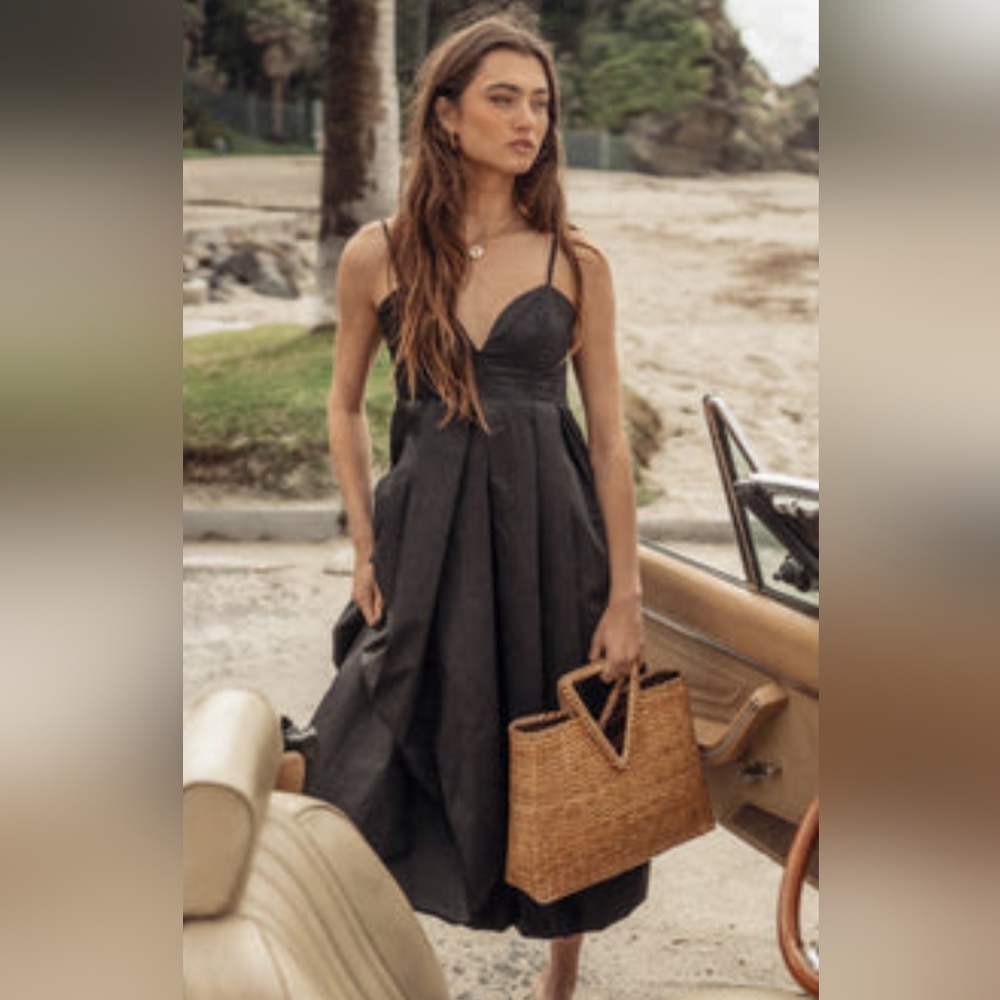 Bohme Makayla Black Bubble Midi Dress